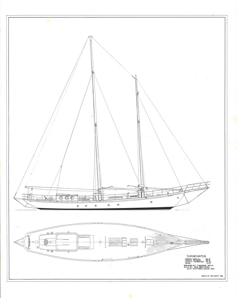Blueprint drawing of Shearwater